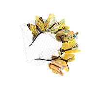 DEARMAMY 1 Pieza Diadema De Velo De Fucsia Novia Despedida De Soltera Rubor Bodas Banda De Cabello Diadema De Diadilla Formal El Plastico Yellow