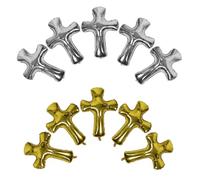 DEARMAMY 10 Globos de Aluminio para Fiestas Religiosas Forma de Cruz Tamaño Mediano Colores Oro y Plata 10 Piezas para Comunión Bautizo y Decoración Navideña al Aire Libre