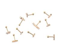 DEARMAMY 10 Piezas aretes anillo de labios tachuelas joyas colgado semental pendientes fiesta perforador oreja clavos del hueso del oído joyería piercing del cuerpo Acero inoxidable Golden