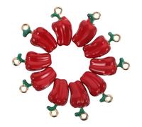 DEARMAMY 10 Piezas Colgante de Aleación Forma de Chile Rojo Resistente al Desgaste para Hacer Pendientes y Collares en Manualidades de Bisutería