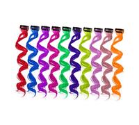 DEARMAMY 10 Piezas Extensiones Clip Colores Degradados de Mechones Coloridos para Mujeres para Fiestas de Usar Daño Natural Color Aleatorio