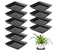 DEARMAMY 10 Unidades Bandeja Resistente al Calor y Mantiene Niveles para Macetas Cuadrada de Resina Negra Adecuado para y Bonsáis en Interiores y Jardines