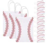 DEARMAMY 12 Piezas Bolsa De Bolsas De Golosinas De Beisbol Bueno Favor Bolsas De Beisbol Pequeño Contar Fiesta Juego Béisbol Largo Tratar Ducha Temático Blanco Papel Kraft
