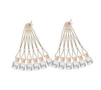 DEARMAMY 12 piezas Botellas de Perfume Colgantes Pequeñas de Vidrio Transparente con Tapa de Madera Frascos Delicados para Aroma para Decoración de Coche y Personal