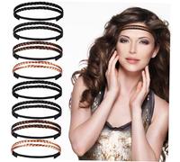 DEARMAMY 12 Piezas Diadema Trenzada Elástica Cabello Bandas Elásticas para Tejer Tocado de Mujer Decoración Cabello Trenzado Uso Diario Diadema