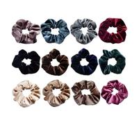 DEARMAMY 12 Piezas Lazo De Pelo De Terciopelo Coletero Para Mujer Goma Pelo Elástico Coletero Para Niña Accesorios Cabello Sujeta- De Color Liso Extensible Para Ocasiones Casuales y Formale