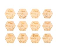 DEARMAMY 12piezas Tarjetas Mensuales Niña Hexagonales de Madera Bloques Conmemorativos para Fotos de Crecimiento Regalo Original para Recién Nacidos y Primer Año