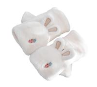 DEARMAMY 1par Guantes De Invierno De Conejo Diseño De Orejas Guantes De Poliéster Sin Dedos Cálidos y Aislantes Blanco