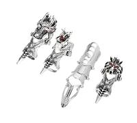 DEARMAMY 2 Juegos Anillo De Halloween Anillos De Hombre Accesorios De Fiesta Anillos De Decoración De Halloween Anillos De Fiesta Del Festival Anillos De Esqueleto Silver Aleación 4 Uds * 2