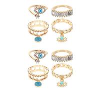 DEARMAMY 2 Juegos Anillo De Ojo De Demonio Joyas De Ojo Anillo De Chicas Anillos Ajustables Para Mujer Anillos Estéticos Anillo De Declaración Anillo Abierto Aleación Golden 4 Uds * 2