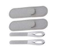 DEARMAMY 2 Juegos Pulidores de Uñas con Estuche de Pu Pulidor de Uñas de Viaje Doble Cara Resistente Profesional para Salón y Viaje