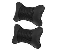 DEARMAMY 2 piezas Almohadas de Cuello para Coche Unidades Soporte Cervical Ergonómico Transpirable Reposacabezas para Viaje y Oficina Almohadillas Negras Clásicas