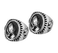 DEARMAMY 2 Piezas anillos de oración complementos disfraz bisuteria hombre accesorios de disfraz for men anillos creativos anillos para hombres estéticos anillo retro Acero inoxidable