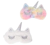 DEARMAMY 2 Piezas antifaz de peluche Dormir oscuro - hinchado máscara ser venda de peluche cubre ojos de unicornio de de dibujos animados Felpa blanco