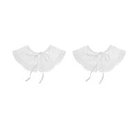 DEARMAMY 2 Piezas cuello falso camiseta disfraz mujer roupas femininas apliques de encaje de tela vestido con volantes señora collar falso collar falso que combina con todo algodón