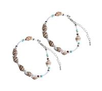 DEARMAMY 2 Piezas De Tobilleras De Concha Cadena Colgante De Pie De Moda Para Mujeres Y Niñas Joyería De Tobillo Ajustable