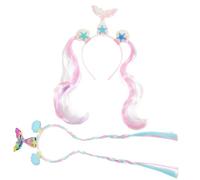 DEARMAMY 2 Piezas Diadema de Peluca de Sirena Tocados con Diseño de Aleta de Sirena Diademas para Fiestas Infantiles y Decoración de Cabello Regalos de Fiesta para Niñas