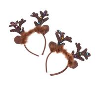 DEARMAMY 2 Piezas Diadema para Accesorios de Navidad con Cuernos de Brillantes para Fiestas y Disfraces Diademas Navidad para Perros y Gatos