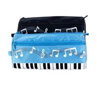 DEARMAMY 2 Piezas Estuche de Lápices Doble con Patrón de Piano y Notas Musicales Gran Capacidad Bolsa Portátil para Estudiantes Almacenamiento Seguro de Bolígrafos y Lápices de Negro y