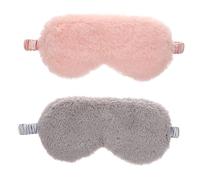 DEARMAMY 2 Piezas Máscara de Ojos de Peluche para Dormir de Seda Artificial Niñas y Mujeres Incluye Máscara Naranja y Gris Bloqueo Total de Luz