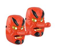 DEARMAMY 2 piezas Máscara Samurai Japonesa Roja Tengu para Fiesta Disfraz Cosplay Halloween Performance