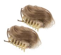 DEARMAMY 2 Piezas Moño de Peluca Sintético Pequeño Pinzas para Moños Extensiones Desordenadas Postizo Pelo Natural para Mujeres y Niñas Uso Diario y Ocasiones Especiales