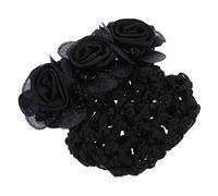 DEARMAMY 2 Piezas Neta De Flores Centralo Para El Cabello De Flores Seda Redes Bollos Neto Clips Para El Cabello De De Imitación Cubierta De Pelo Black Metal