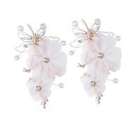DEARMAMY 2 Piezas pasador de pelo con borla cabello vestido Boda atuendo disfraces adulto diadema de la novia accesorios nupcial Horquilla de vestuario antiguo tocado de novia blanco