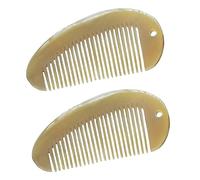 DEARMAMY 2 Piezas Peine de Cuerno de Yak Cabello Peine de Masaje Portátil de Cuerno Natural para Mujeres y Niñas para Viajes y Cuidado del Cabello