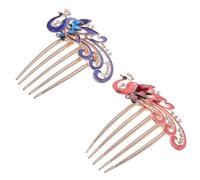 DEARMAMY 2 Piezas peine pinzas de pelo de lujo flores para el cabello de las mujeres accesorios para el cabello para mujeres boda pinza para el pelo de pavo real broche de novia pedrería