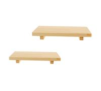 DEARMAMY 2 Piezas Plato de Sushi Japonés de Madera para Servir Comida | Tabla para Sushi y Sashimi, Vajilla Japonesa Sencilla, Color Caqui, Fácil de Lavar y Mantener