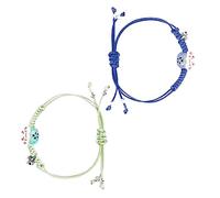 DEARMAMY 2 Piezas Pulsera De Dijes De Cerámica Joyas De Pulsera De Estilo Chino Cuerda De Muñeca Tejida a Mano De Pulsera Para Mujer Pulsera Trenzada Pulsera De La Cábala Blue