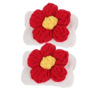 DEARMAMY 2 Piezas Pulsera de flores banda de lavado de spa de muñeca pulseras de lavado de cara adorables bandas de lavado de flores manguitos para lavarse la cara muñequera spa tela rojo