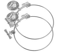 DEARMAMY 2 Piezas Pulsera De Temporada De Graduación Collar De Turmalina Kits Apilables Brazalete De Cuentas Anillos De Relación Pulseras De Compromiso Turquesa Acero Inoxidable Plata