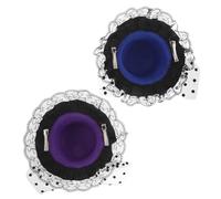 DEARMAMY 2 piezas Sombrero Fascinador Vintage para Mujeres y Niñas con Clip y Lazo Azul para de Boda Elegantes
