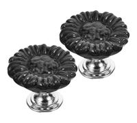 DEARMAMY 2 Unidades Ayudante Botón de Descarga del Inodoro Forma de Flor Accesorios Botón del Tanque del Inodoro Color Negro Herramienta Auxiliar para Baño el Hogar