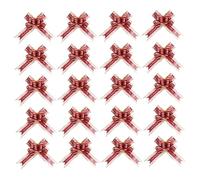 DEARMAMY 20 Piezas Arte Latte Flor Tirar De Lazos Colgante Pequeños Lazos Cinta Mini Lazo Fiesta Lazos para Arco Lazos De El Plastico Rojo