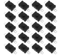 DEARMAMY 20 Piezas Interruptor de Botón Pulsador Negro para Linterna con Enclavamiento Spst, Plástico Resistente, para Coches Rc y Componentes Electrónicos de Hobby en Actividades al Aire