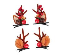 DEARMAMY 2pares Pinzas Pelo Navideñas Forma De Cuerno Adorables Accesorios Cabello Para Niñas Para Fiestas De Navidad y Celebraciones