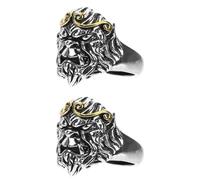DEARMAMY 2piezas Anillo De Metal Creativo Para Hombres Diseño Retro De Joyería Punk Para y
