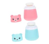 DEARMAMY 2piezas Caja De Polvo Corporal Con Borlas Forma De De Dibujos Animados Recipiente De Polvo Para Bebés Diseño De Usar y Transportar Rosa y Azul