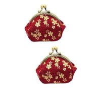 DEARMAMY 2piezas Cherry Blossom Pattern Change Purse Vintage Hot Stamping Purse for Women Chic Storage Bag for Everyday Use