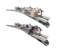 DEARMAMY 2piezas Clip de Cuerno con Gemas de Imitación Pinza de Metal Vintage Pasadores Elegantes para Mujer para Bodas Fiestas y Uso Diario