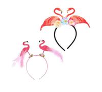 DEARMAMY 2piezas Diadema de Flamenco Hawaiana para Verano Tocados para Carnaval Fiestas Temáticas Tropicales Accesorios Cabello Flamencos
