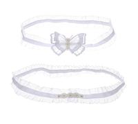 DEARMAMY 2piezas Garter De Novia De Encaje Lazo Banda De Para Boda Accesorio De Boda Para Mujeres Para Celebraciones y