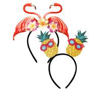 DEARMAMY 2piezas Hawaiian Headbands Flamingo and Pineapple Hair Hoops Lightweight Photo Props for Luau Party