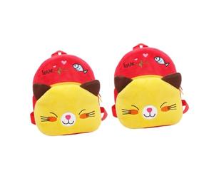DEARMAMY 2piezas Mochila De Animales De Peluche para Niño Niña Pequeños Mochila Escolar De Gato Rojo para Bebés De Años Saco Suave y Duradero para Guardería y Paseos
