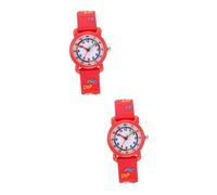 DEARMAMY 2piezas Reloj De Pulsera Infantil De Cuento Animado para Niño Niña Diseño Adorable y Movimiento De Cuarzo Preciso Rojo