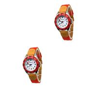 DEARMAMY 2piezas Reloj para Estudiantes Correa De Nylon Color Rojo Diseño De Caricatura Divertido y Original para Niño Niña y Niñas
