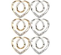 DEARMAMY 3 Juegos Hebilla De Bufanda De Corazón Pañuelos Sostenedor Del Anillo De La Ropa Clips De Corbatas De Camisa Para Mujeres Clip De Lazos De La Camiseta Aleación 2 Piezas * 3